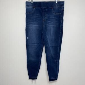 Spanx Jeans Womens X Large Blue Skinny Raw Hem Stretch High Rise Shaping Denim